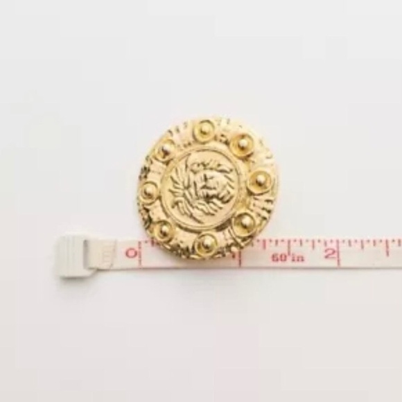 Large Round Chunky Earrings Gold Tone Medusa Face Design Bold Statement - Picture 9 of 9